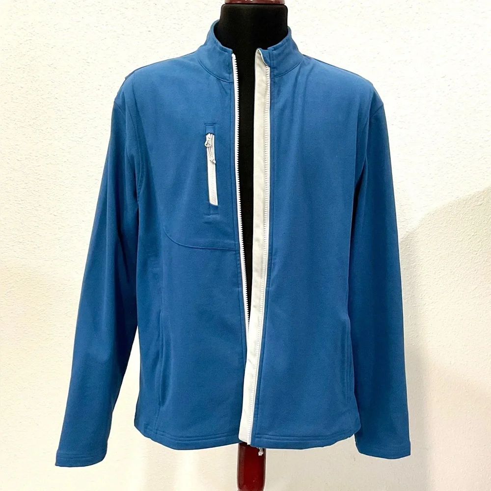 Johnnie O - Fade PREP-FORMANCE Golf Wind Full-Zip Jacket Blue Medium JOHJMJK1870